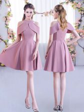 New Style Mini Length A-line Short Sleeves Lavender Court Dresses for Sweet 16 Zipper