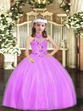  Tulle Sleeveless Floor Length Pageant Dress for Teens and Appliques
