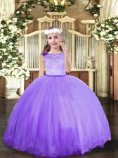  Lace Kids Formal Wear Lavender Zipper Sleeveless Floor Length