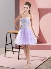 Glittering Lavender Homecoming Dress Prom and Party with Beading Sweetheart Sleeveless Zipper