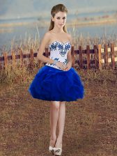 Latest Mini Length Ball Gowns Sleeveless Royal Blue Homecoming Dress Lace Up