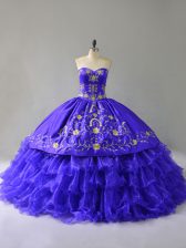 Custom Fit Sleeveless Embroidery and Ruffled Layers Lace Up Sweet 16 Dresses
