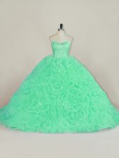 Ideal Sleeveless Court Train Lace Up Beading and Ruffles Vestidos de Quinceanera