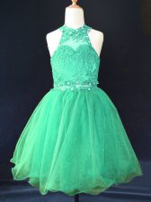  Sleeveless Beading and Lace Lace Up Little Girl Pageant Dress