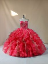 Simple Multi-color Quinceanera Dresses Sweet 16 and Quinceanera with Beading and Ruffles Sweetheart Sleeveless Lace Up