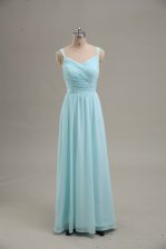Sophisticated Chiffon Sleeveless Floor Length Homecoming Dress and Ruching
