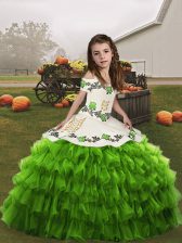 Simple Ball Gowns Pageant Dress Toddler Green Straps Organza Sleeveless Floor Length Lace Up