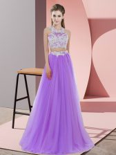 Exceptional Tulle Sleeveless Floor Length Damas Dress and Lace