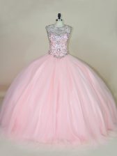 Lovely Ball Gowns Sleeveless Baby Pink 15 Quinceanera Dress Lace Up