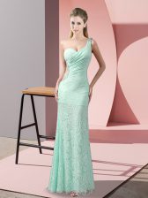  Apple Green Sleeveless Beading and Lace Floor Length Prom Evening Gown