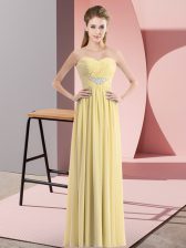 Charming Yellow Prom Dress Prom and Party with Beading Sweetheart Sleeveless Zipper