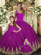  Halter Top Sleeveless Lace Up Quinceanera Gown Fuchsia Tulle