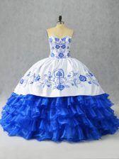  Sleeveless Lace Up Floor Length Embroidery and Ruffled Layers Sweet 16 Quinceanera Dress