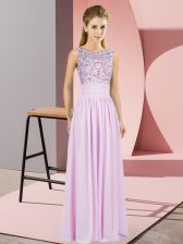 Top Selling Lilac Chiffon Backless Scoop Sleeveless Beading