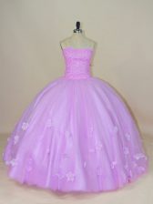 Spectacular Lilac Sweetheart Neckline Hand Made Flower Sweet 16 Dress Sleeveless Lace Up