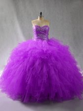 Glorious Sleeveless Beading and Ruffles Lace Up 15 Quinceanera Dress