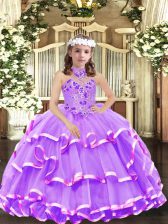  Floor Length Ball Gowns Sleeveless Lavender Little Girls Pageant Dress Wholesale Lace Up