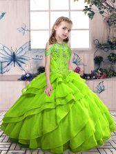 Charming Beading Little Girl Pageant Dress Lace Up Sleeveless Floor Length