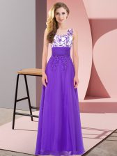Low Price Purple Backless Court Dresses for Sweet 16 Appliques Sleeveless Floor Length