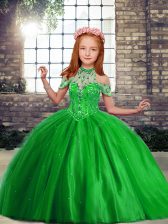 Elegant Girls Pageant Dresses Party and Wedding Party with Beading High-neck Sleeveless Lace Up