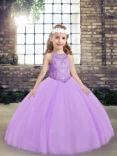  Sleeveless Beading Lace Up Pageant Gowns For Girls