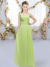 Extravagant Yellow Green Sleeveless Hand Made Flower Floor Length Quinceanera Court of Honor Dress