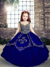  Royal Blue Sleeveless Tulle Lace Up Girls Pageant Dresses for Party and Wedding Party