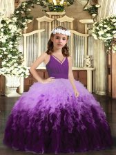  Floor Length Zipper Kids Formal Wear Multi-color for Party and Wedding Party with Ruffles