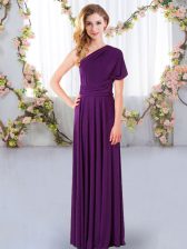  One Shoulder Sleeveless Criss Cross Dama Dress for Quinceanera Purple Chiffon