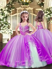  Beading Little Girls Pageant Gowns Purple Lace Up Sleeveless Floor Length