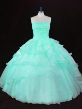 Cute Floor Length Ball Gowns Sleeveless Apple Green 15 Quinceanera Dress Lace Up