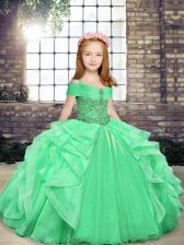 High End Sleeveless Beading and Ruffles Lace Up Pageant Gowns For Girls