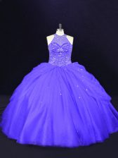 Dazzling Beading Quinceanera Gown Purple Lace Up Sleeveless Floor Length