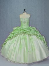  Sleeveless Beading and Appliques and Pick Ups Lace Up Quinceanera Dresses