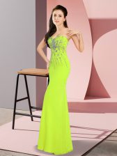 Adorable Column/Sheath Prom Dress Yellow Green Sweetheart Chiffon Sleeveless Floor Length Zipper