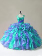 Hot Selling Ball Gowns Sweet 16 Dresses Multi-color Straps Organza Sleeveless Floor Length Zipper