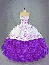 Super Purple Sweetheart Neckline Beading and Ruffles Quinceanera Gowns Sleeveless Lace Up