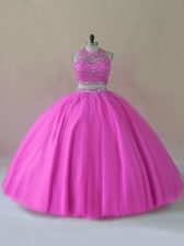  Sleeveless Floor Length Beading Backless 15th Birthday Dress with Lilac