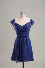 Elegant Mini Length Blue Prom Evening Gown Sweetheart Sleeveless Lace Up