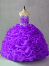  Sleeveless Beading and Pick Ups and Hand Made Flower Lace Up Sweet 16 Dress