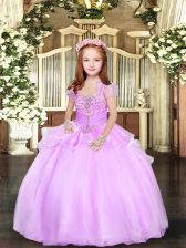 Elegant Lilac Sleeveless Organza Lace Up Pageant Gowns for Party and Wedding Party