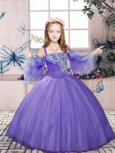 Cute Sleeveless Lace Up Floor Length Beading Child Pageant Dress