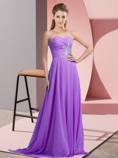 Colorful Lavender Sleeveless Chiffon Evening Dress for Prom and Party and Military Ball