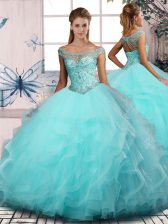 Best Sleeveless Lace Up Floor Length Beading and Ruffles Quinceanera Dresses