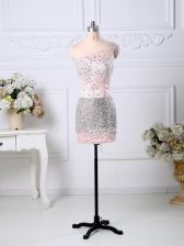  Sleeveless Beading Side Zipper Prom Evening Gown with Pink 