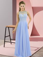  Lavender Zipper High-neck Beading Prom Dresses Chiffon Sleeveless