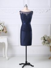 Wonderful Knee Length Navy Blue Dress for Prom Scoop Sleeveless Zipper