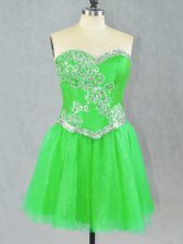 Latest Green Sleeveless Beading Mini Length Prom Evening Gown