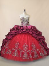 Excellent Fuchsia Sleeveless Taffeta and Tulle Brush Train Lace Up Quinceanera Dresses for Sweet 16 and Quinceanera