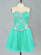 Graceful Turquoise Dress for Prom Prom and Party with Beading Sweetheart Sleeveless Lace Up